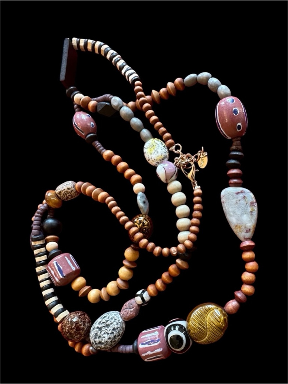 Zara Handcrafted Multicolor Beaded Necklace - Natural Earth Tones